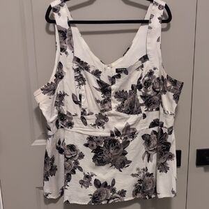 Torrid Black and White Floral Top